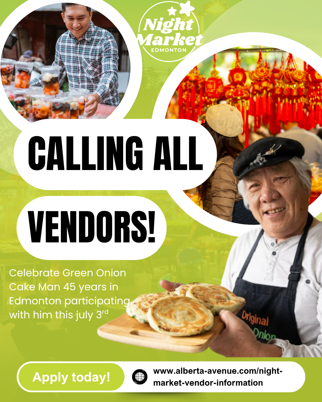 Celebrate Green Onion Cake Man 45 years in Edmonton participating with him